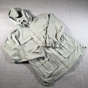 Apana Womens Medium Rain Jacket Trench Hooded Gray Waterproof